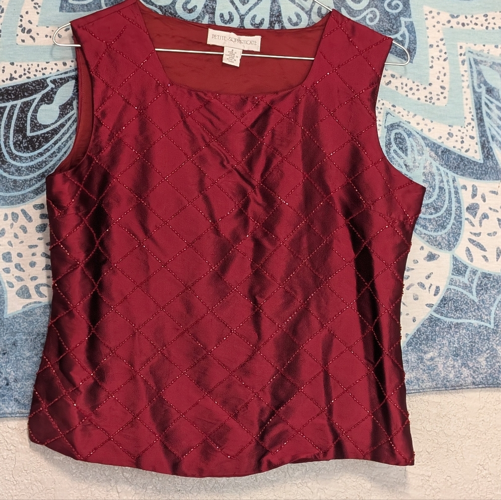 Beaded Silk Camisole Red 8 Coquette Romantic Whimsigoth Glam Goth Witchy Fairy